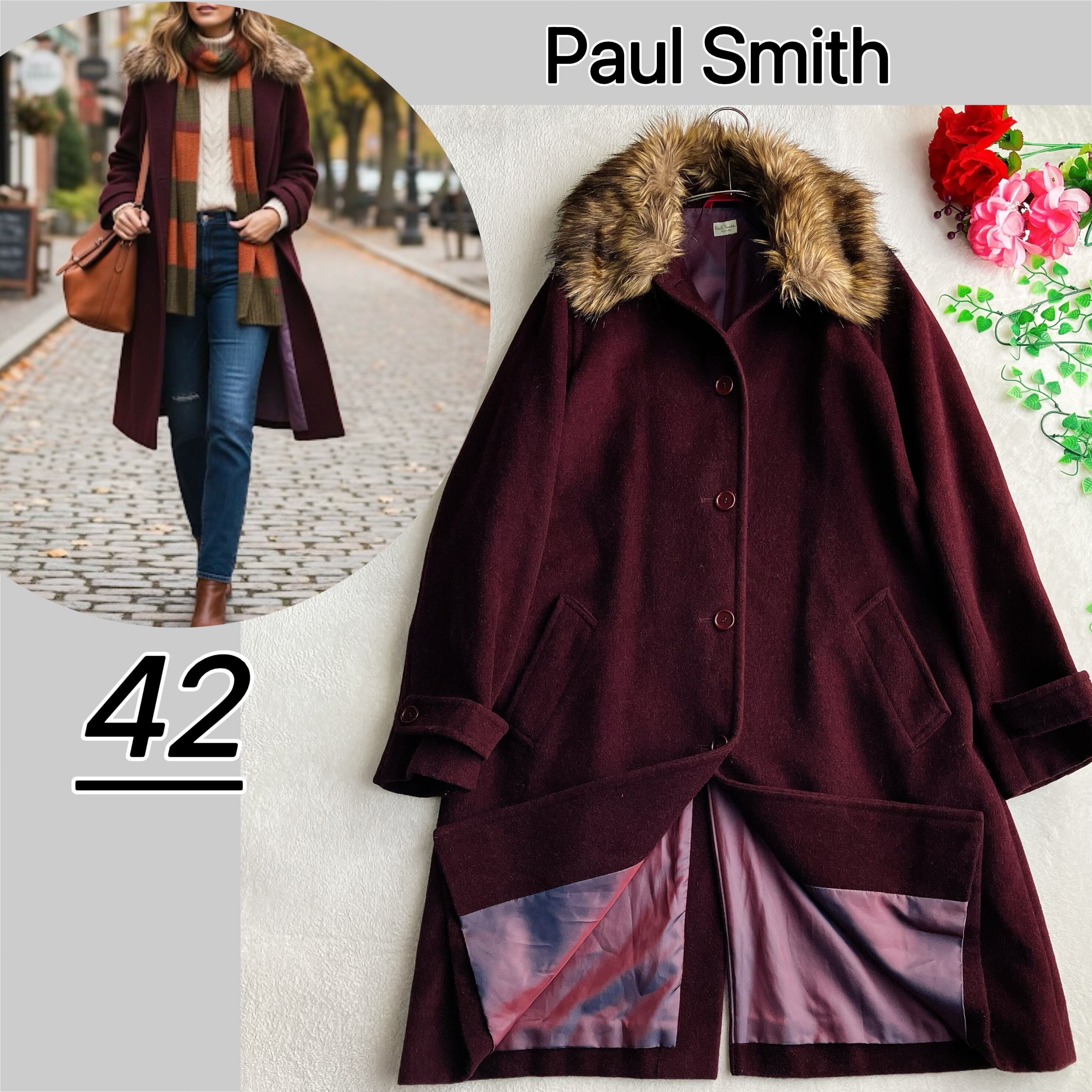 美品】ポールスミス Paul Smith☆パンツスーツ ピンク裏地 ウール