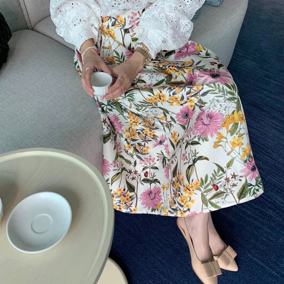 スカート レディース 送料無料 プリーツスカート ロング丈 ひざ下 Aライン ハイウエスト かわいい 大人可愛い きれいめ シンプル 大人 上品 おしゃれ お洒落 送料無料 ラブリー キュート フェミニン エレガント 花柄 フラワー 春 夏 秋 20代 30代 40代 オフィス ビジネス OL 通勤 学生 通学 デート 休日 着回し 普段使い 韓国 韓国系 ファッション コーデ スタイル モテ 体型カバー 美脚 脚長 フリーサイズ インスタ映え