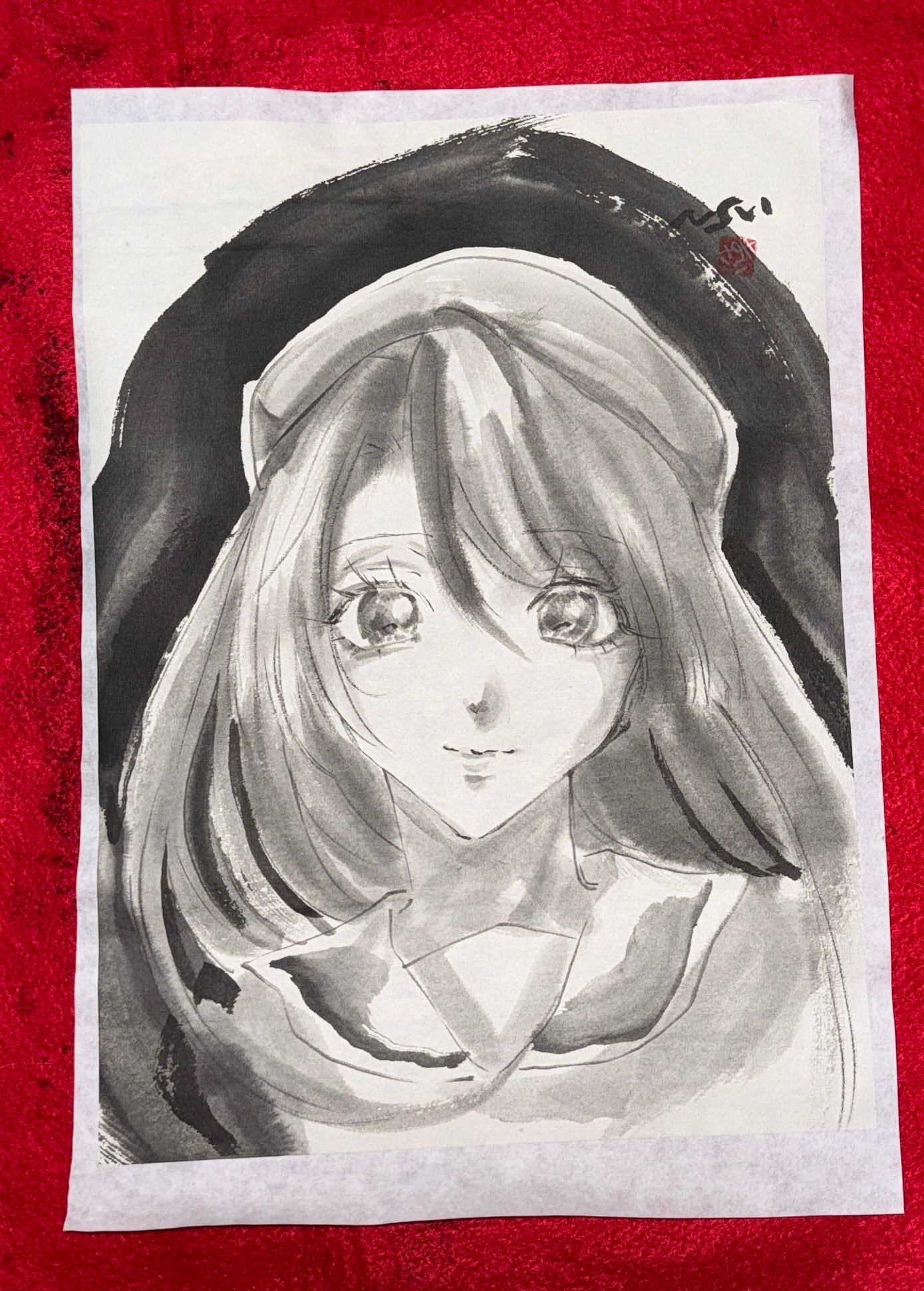 肉筆画 墨絵 水墨画 原画 現品限り 初音ミク | まさい屋