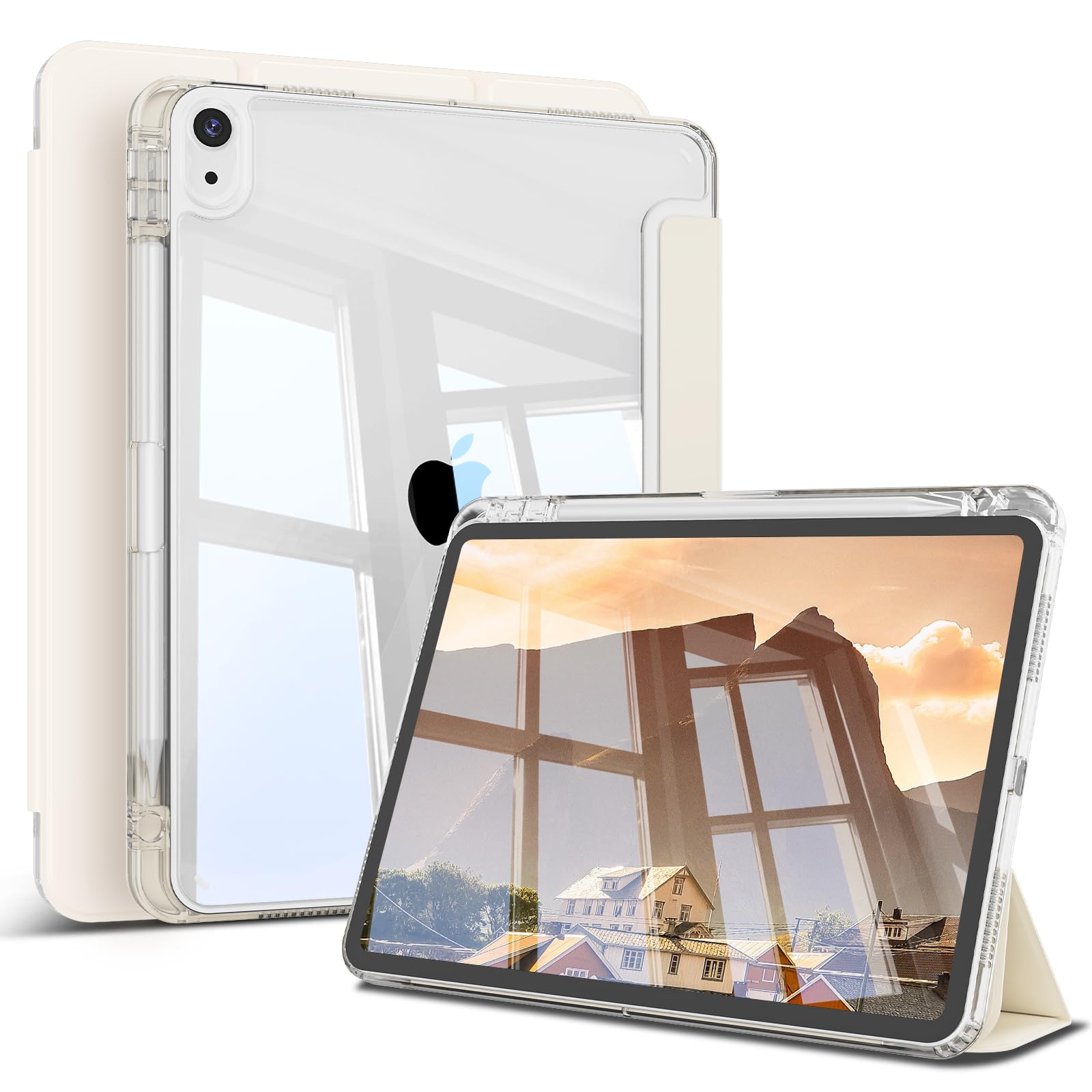 zoyu iPad Air 11インチ ケース (M4/M3/M2) iPad Air 第5/4世代 透明 ケース 10.9インチ ホワイト