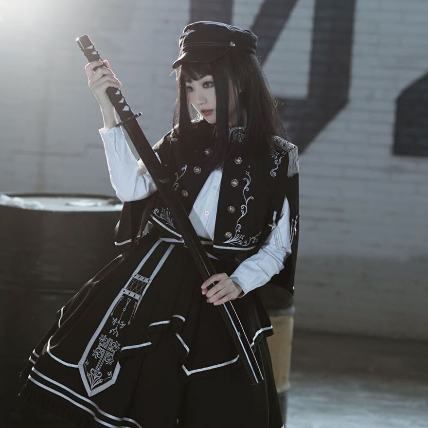 ミリタリーロリータ セットアップ 軍服×ケープ×ダブルブレスト｜WithU