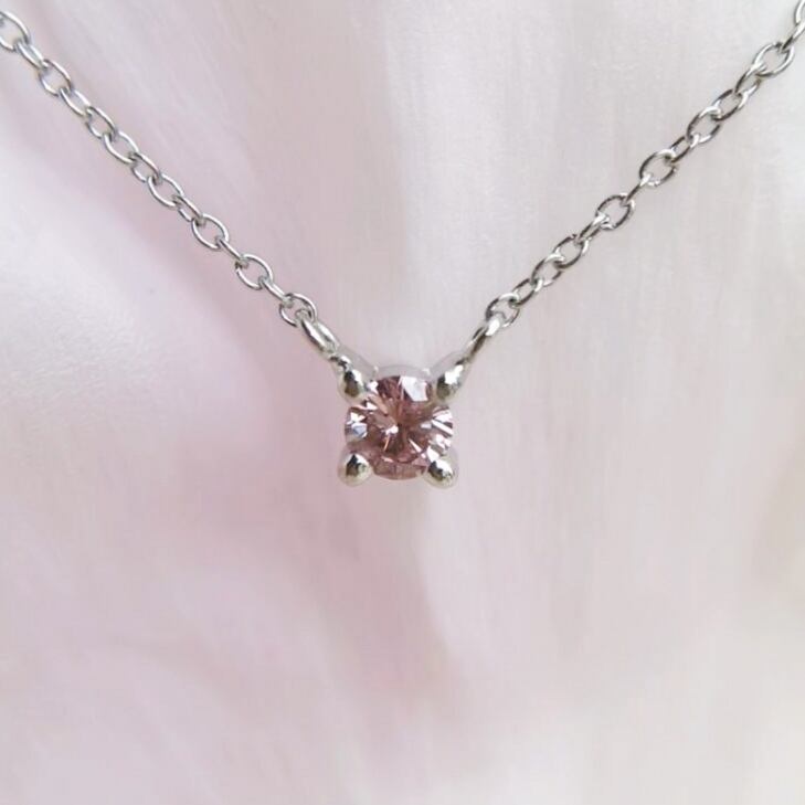 ピンクダイヤモンドネックレス0.078ct　FLOP/SI1　PT950/850