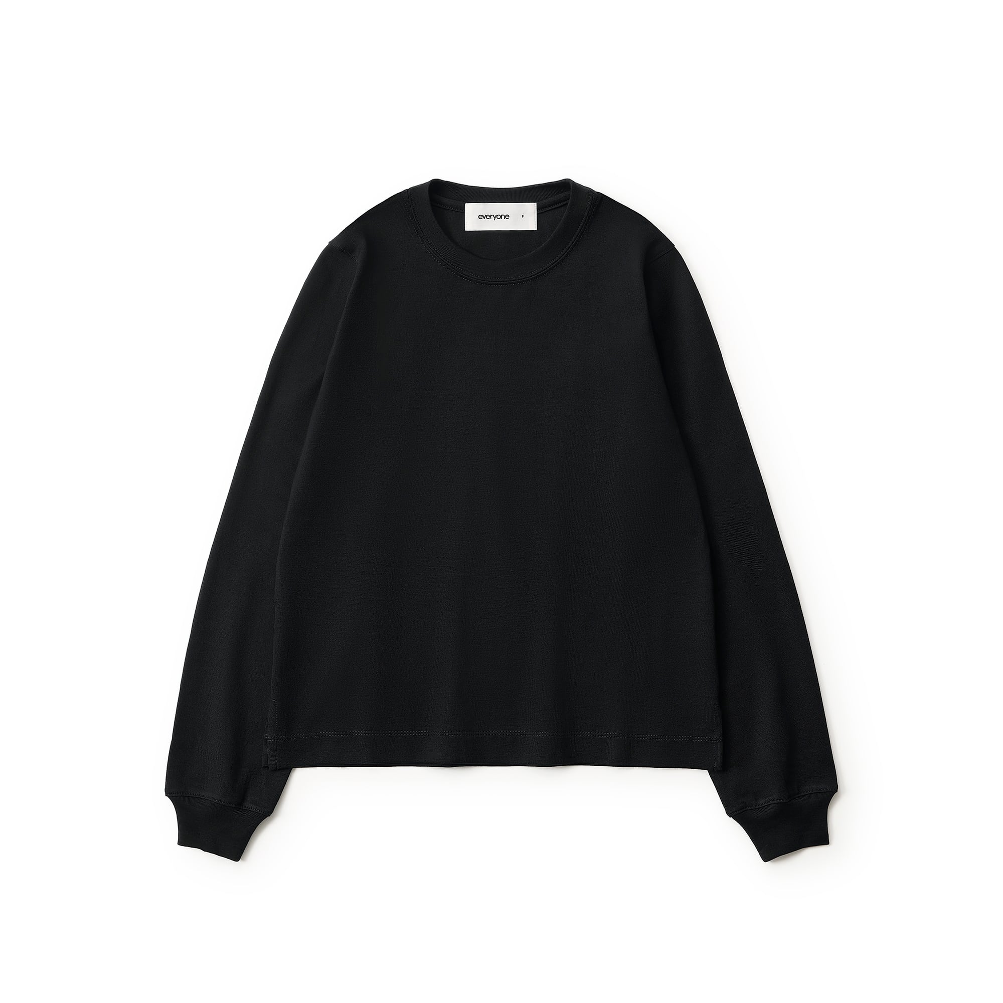 everyone rich cotton long sleeve tee shirt (BLACK) | everyone