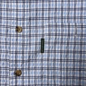 TARAS BOULBA タラスブルバ シアサッカー チェック柄 半袖シャツ L/ブルー ホワイト