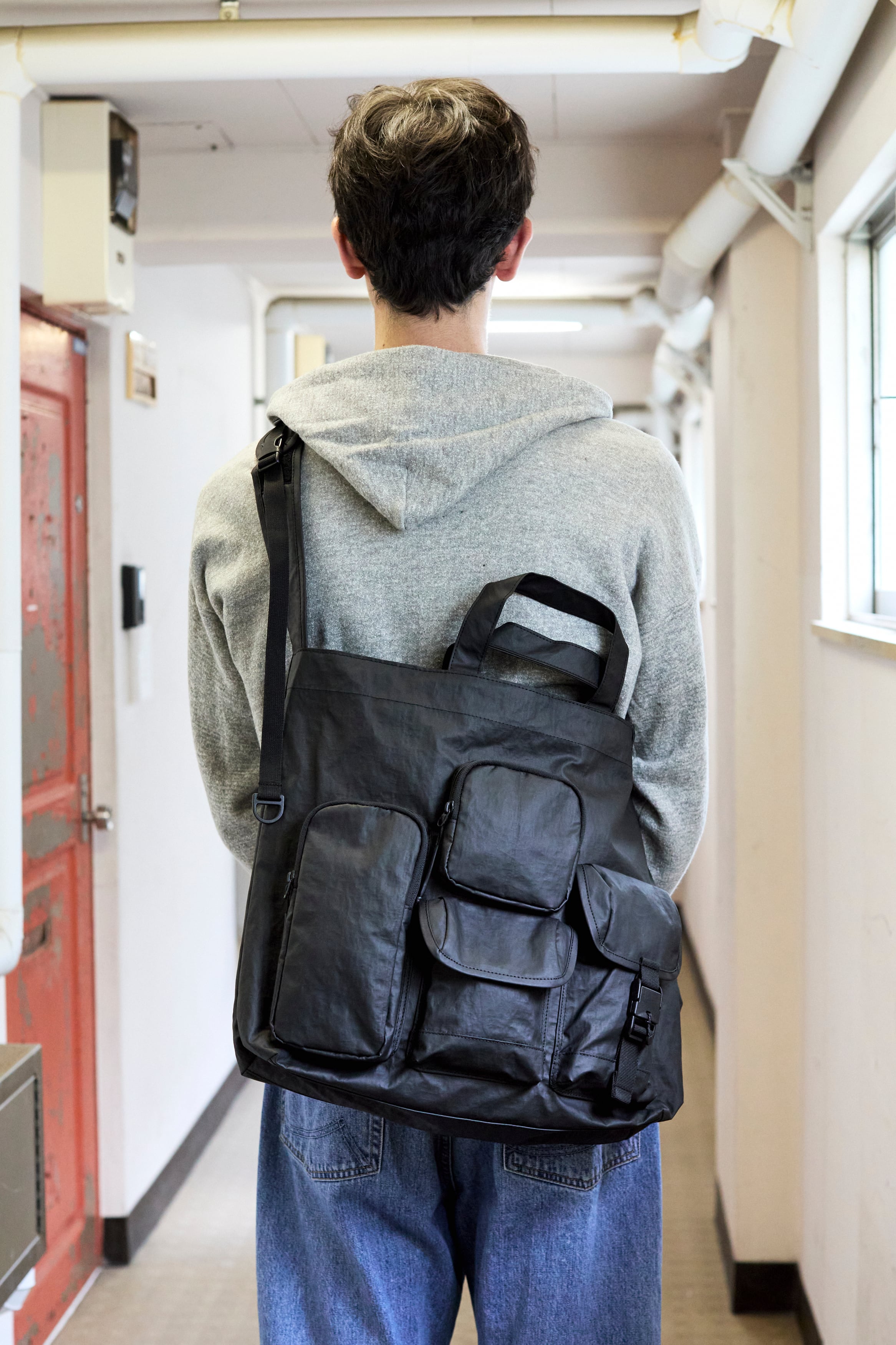 NEW !! / MULTI POCKET 2WAY TOTE BAG (MEDIUM) / BCL-68 BLACK2