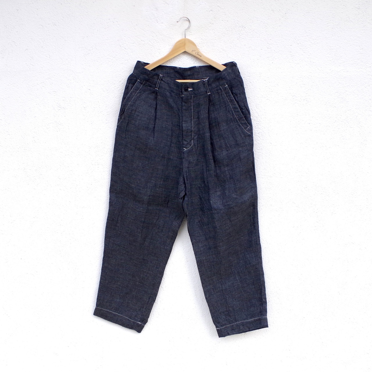 SAGE DE CRET   9/10 Length One -tuck Wide Pants "Linen Denim"