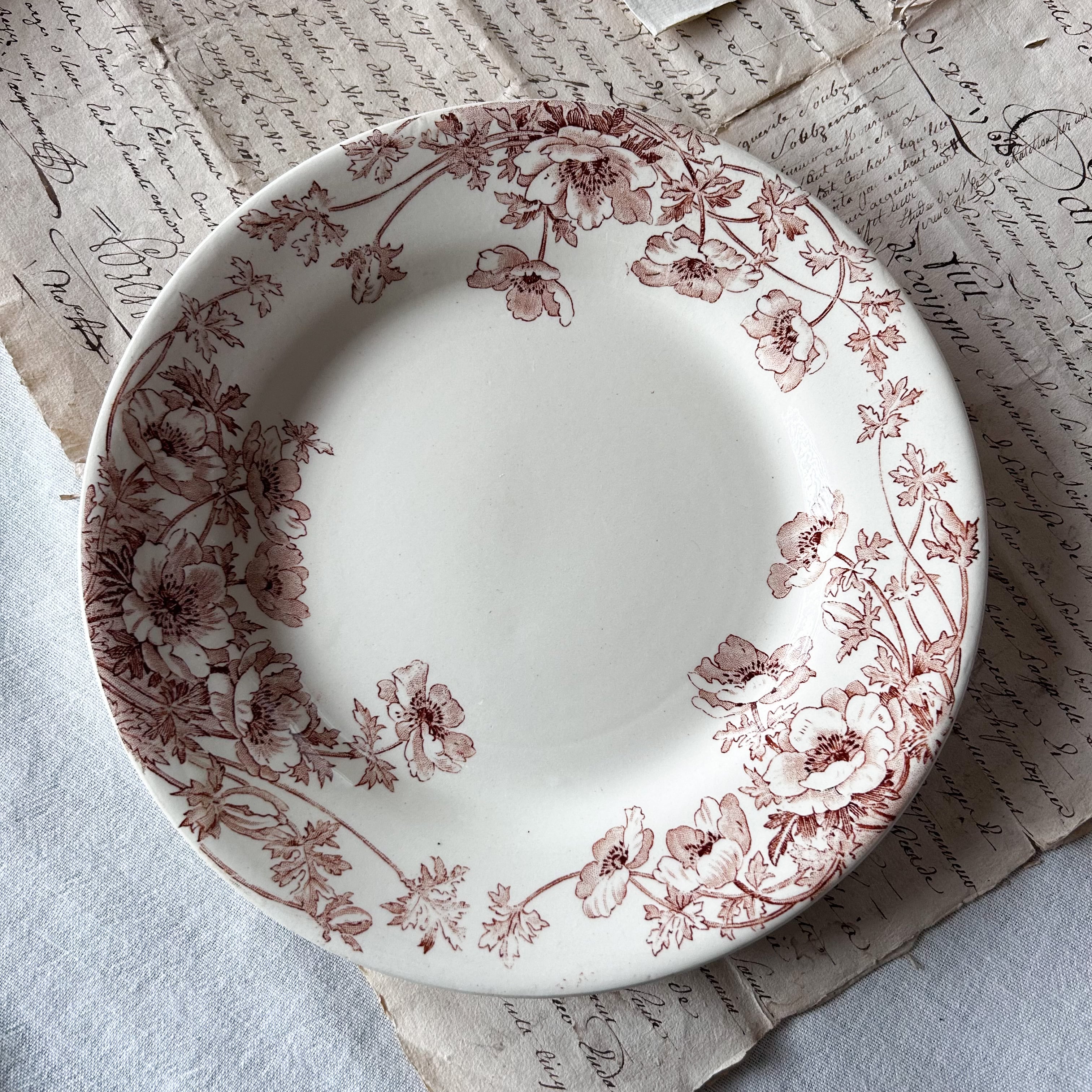 フランスアンティーク食器 フランスアンティーク 鳥＆蝶のモチーフプレート・深皿 B