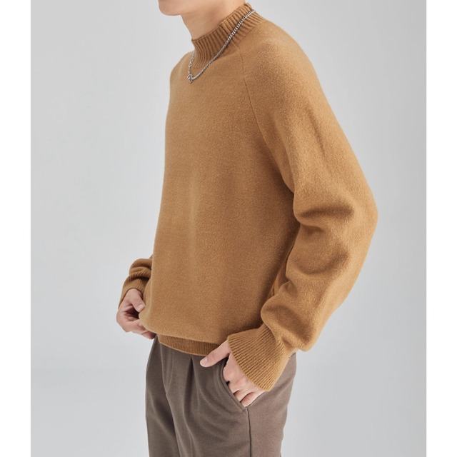 リブ編み モックネックニット af0420