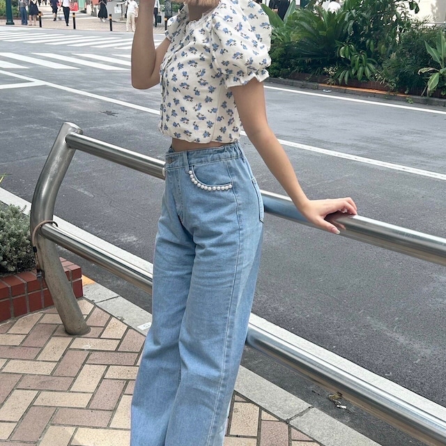 【pois roses】Pearl straight denim