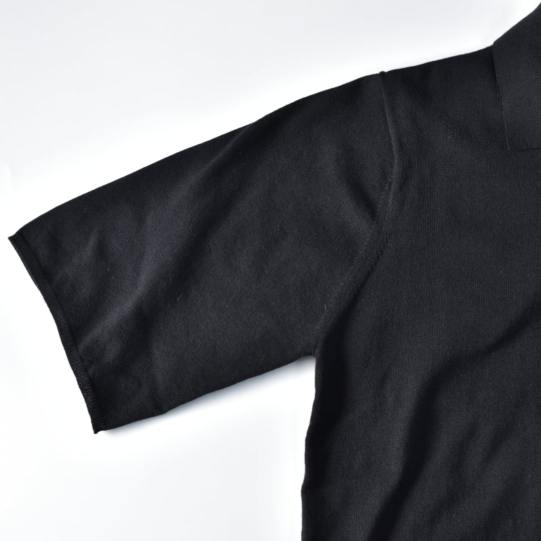 IKITSUKE イキツケ ポロダブルニット・ブラック【送料無料】