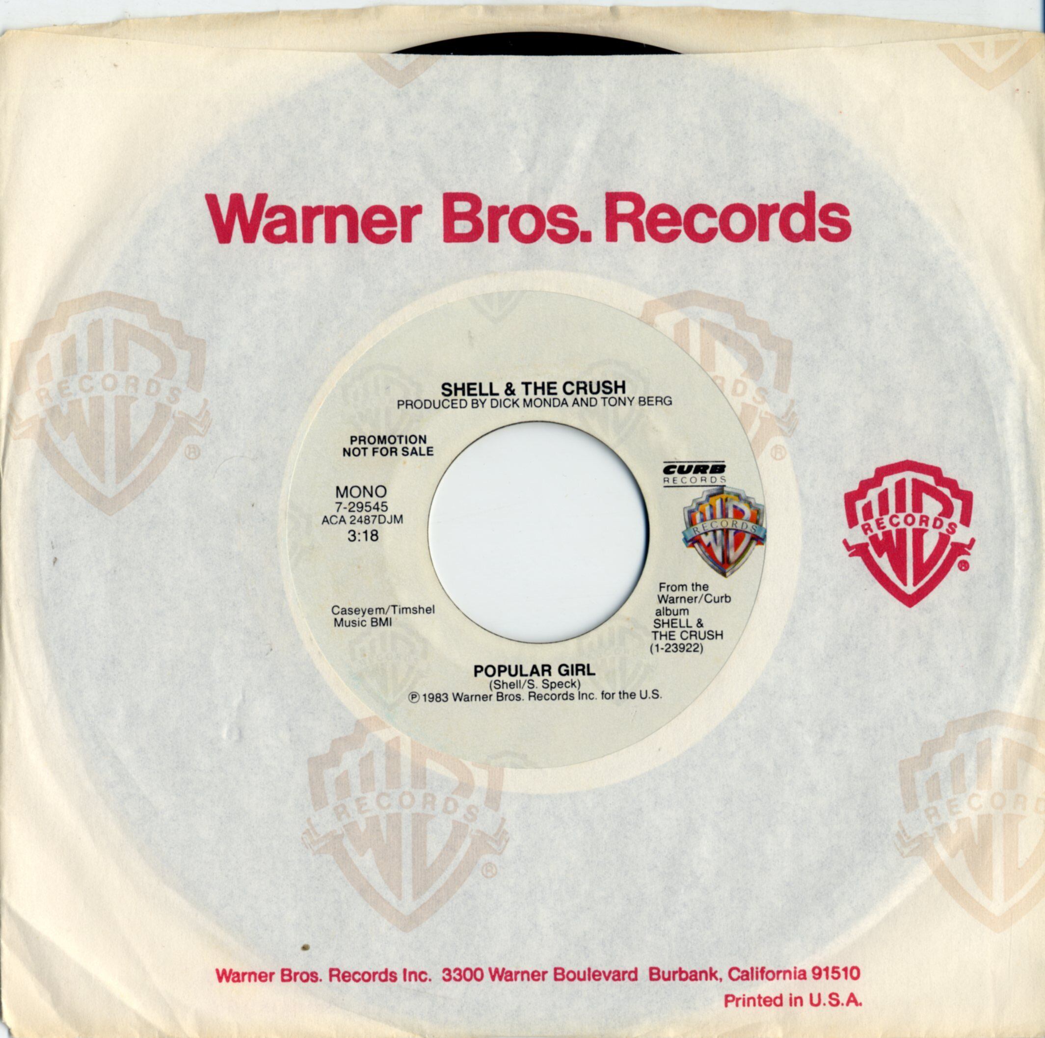 SHELL & THE CRUSH Popular Girl 7" urban enemy