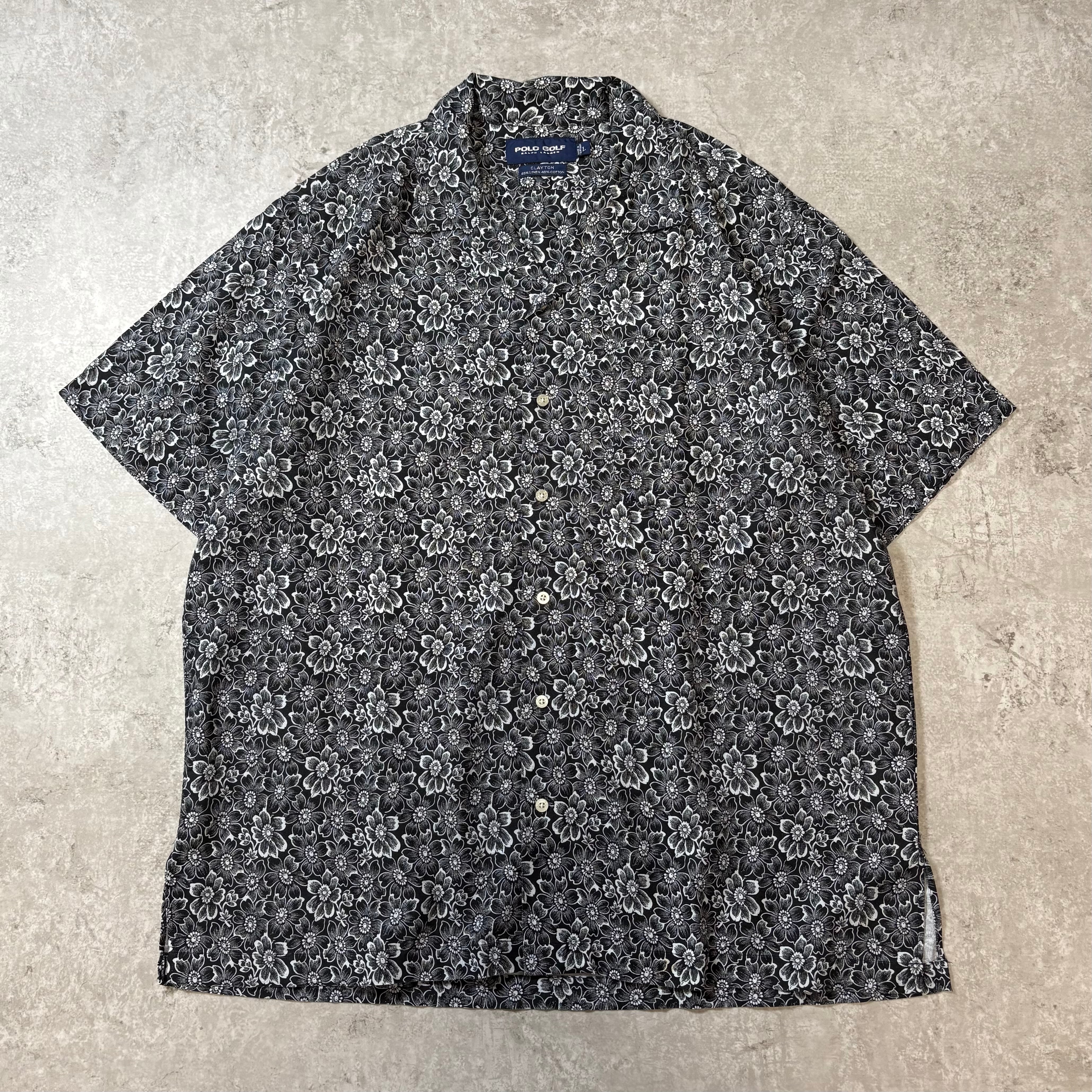 1990s "POLO GOLF" Open Collar Shirt "Black Base‼︎"/ 1990年代 ポロラルフローレン 半袖 オープンカラー シャツ 開襟 Lサイズ