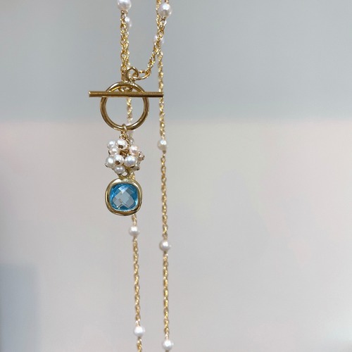 mermaid blue matinee necklace/blue topaz