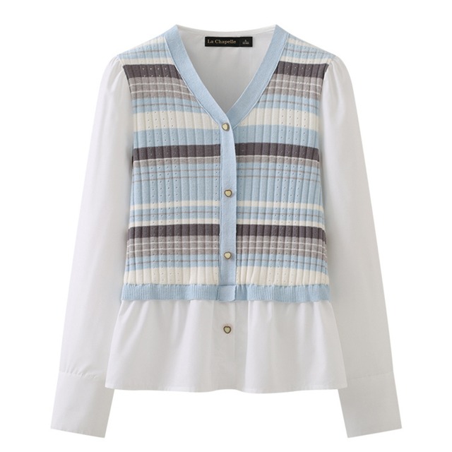 ニット切り替えシャツ　21624