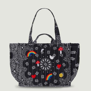 CALL IT BY YOUR NAME Quilted Medium Cabas Tote ALL BLACK