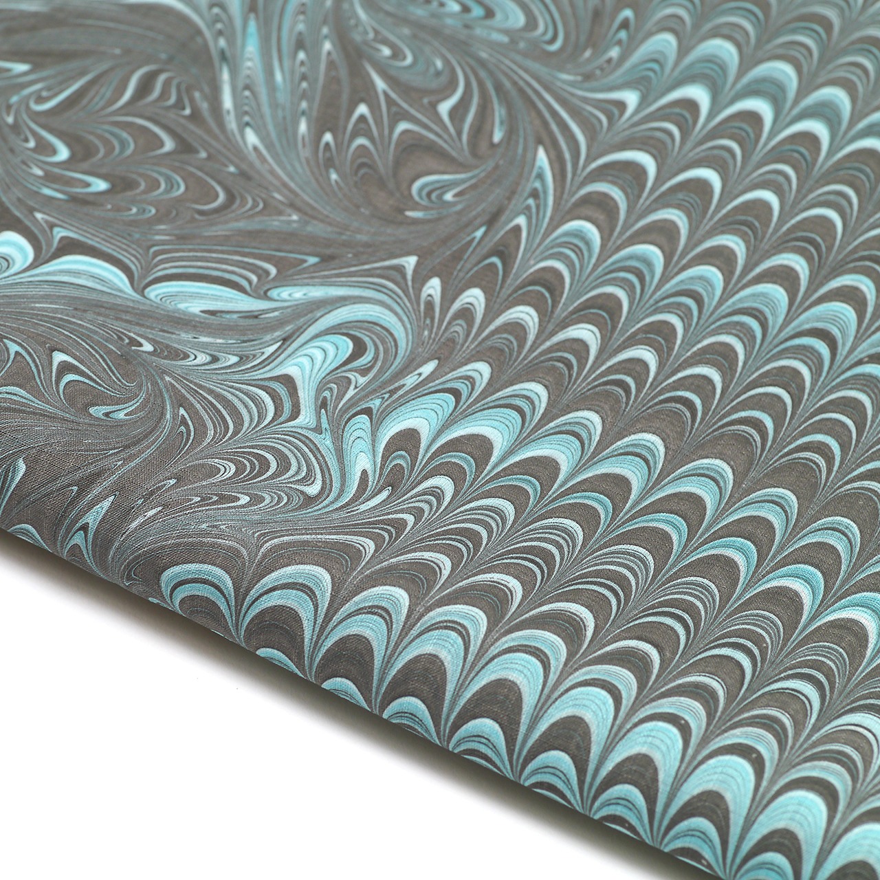 ❤︎suminagashiリバーシブル半巾帯  ハート墨流し［漆黒ブラック×ティファニーブルー　ピーコック×マーブル］ハートチェーン