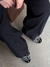 Velor sandals（Black・Flower）