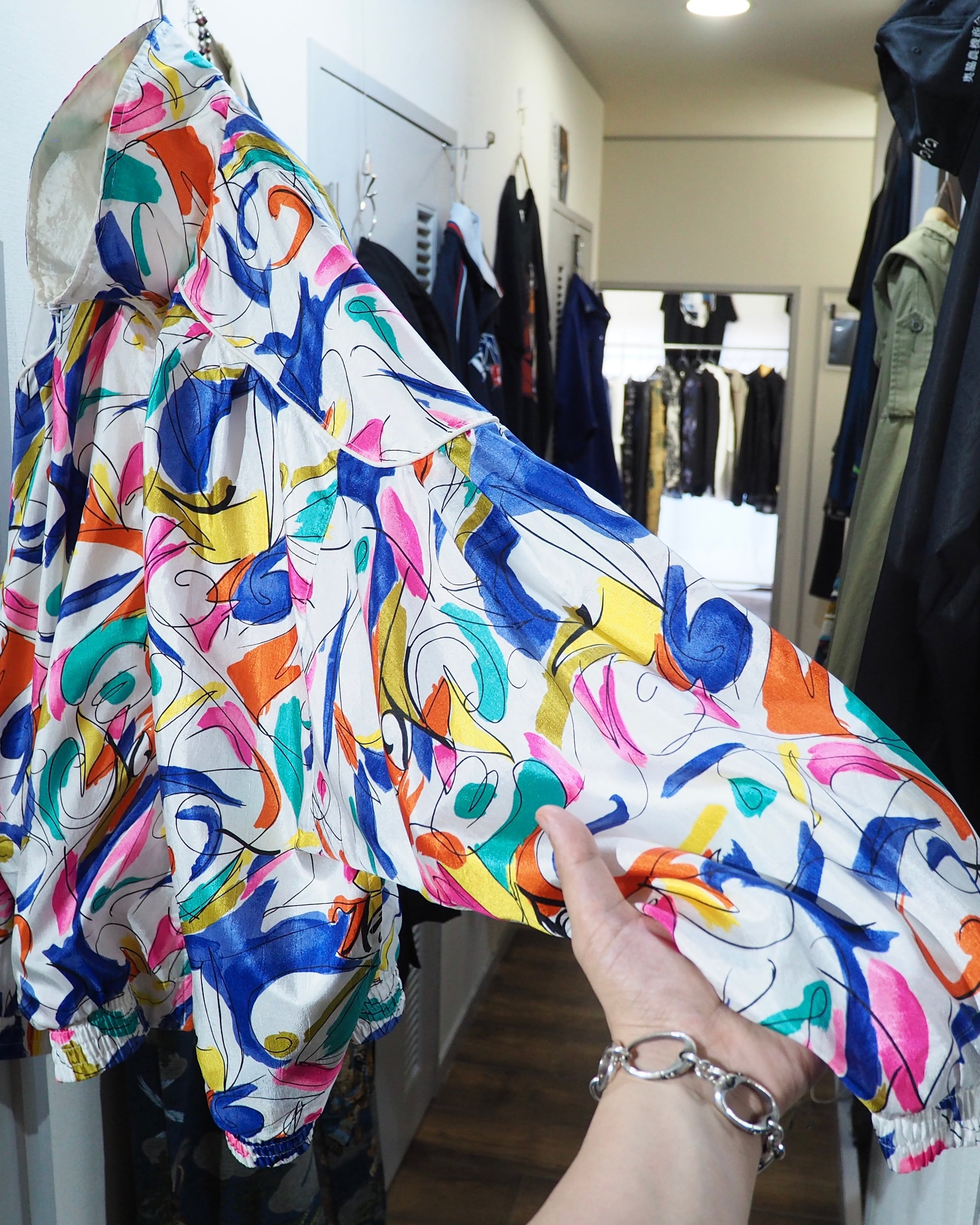 1990s Colorful Rainbow Art pattern vintage Nylon jacket
