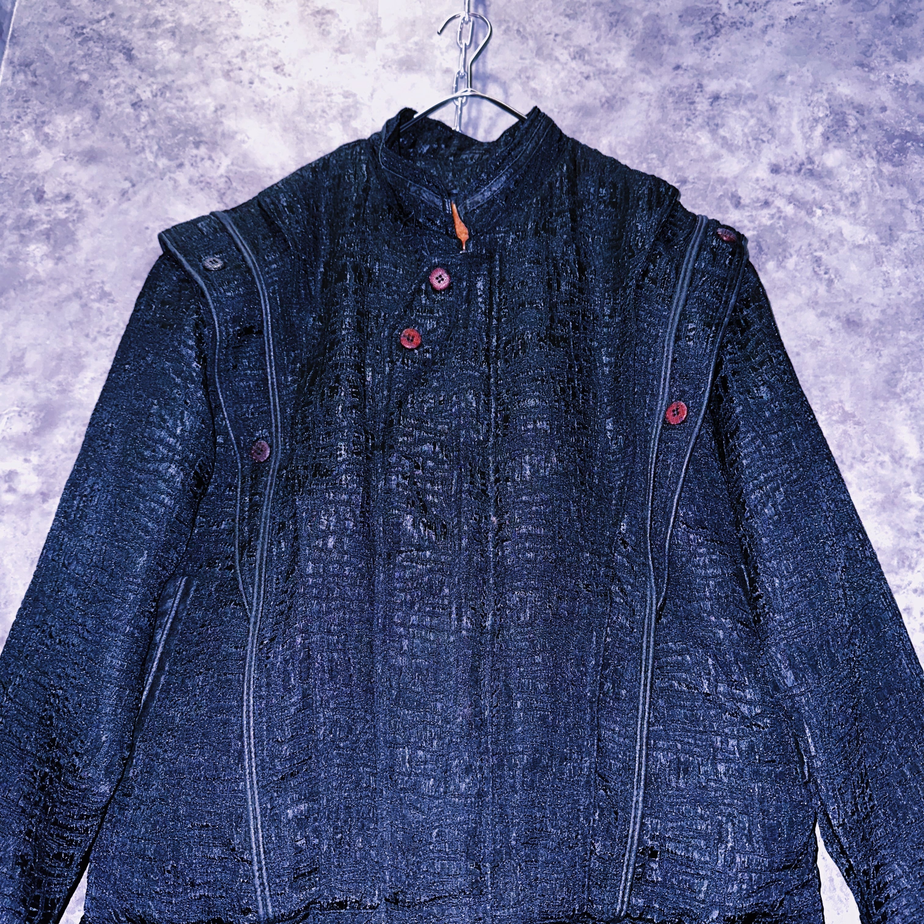 doppio】90's vintage block pattern design shoulder jacket | ayne