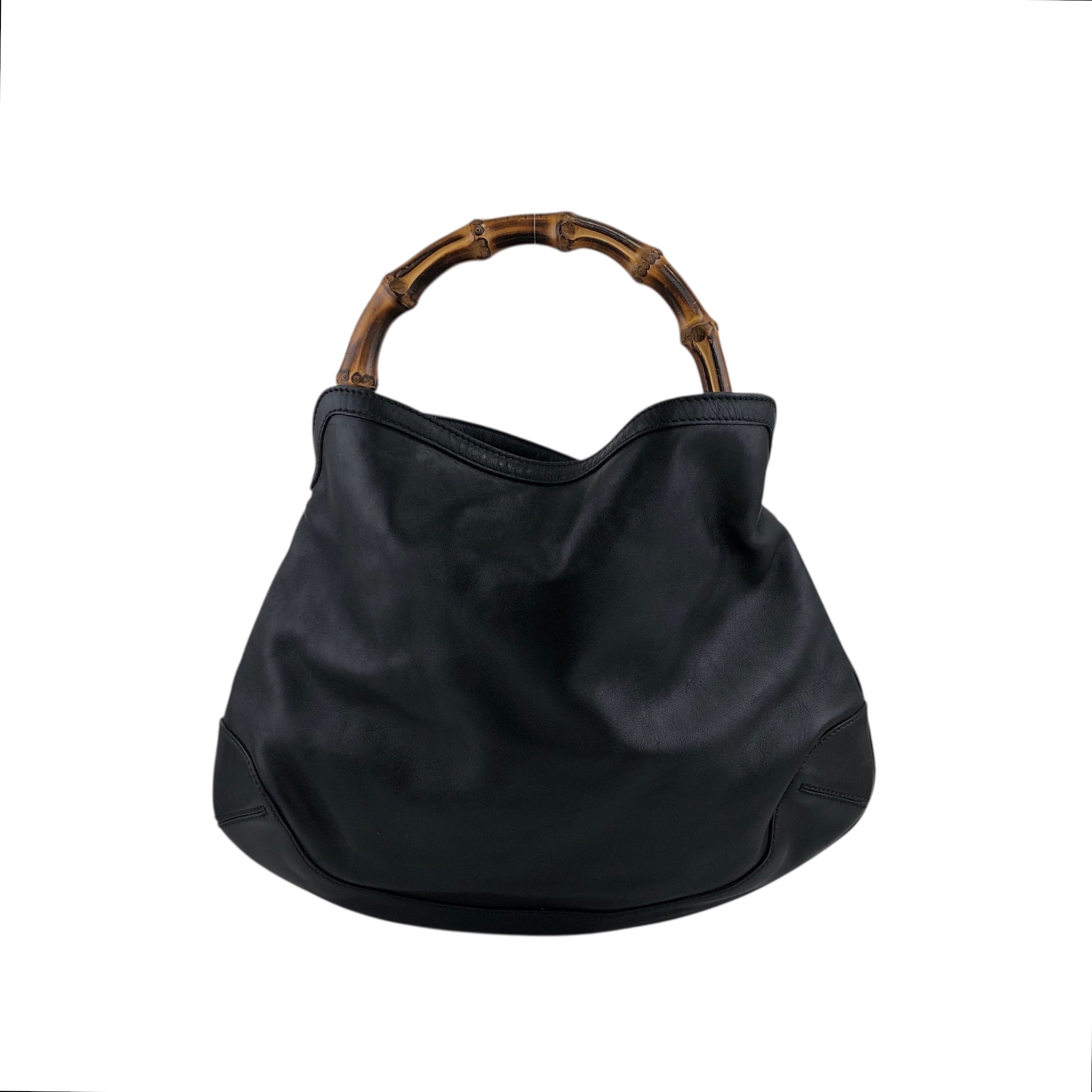 GUCCI グッチ ハンドバッグ ブラック バンブー レザー vintage
