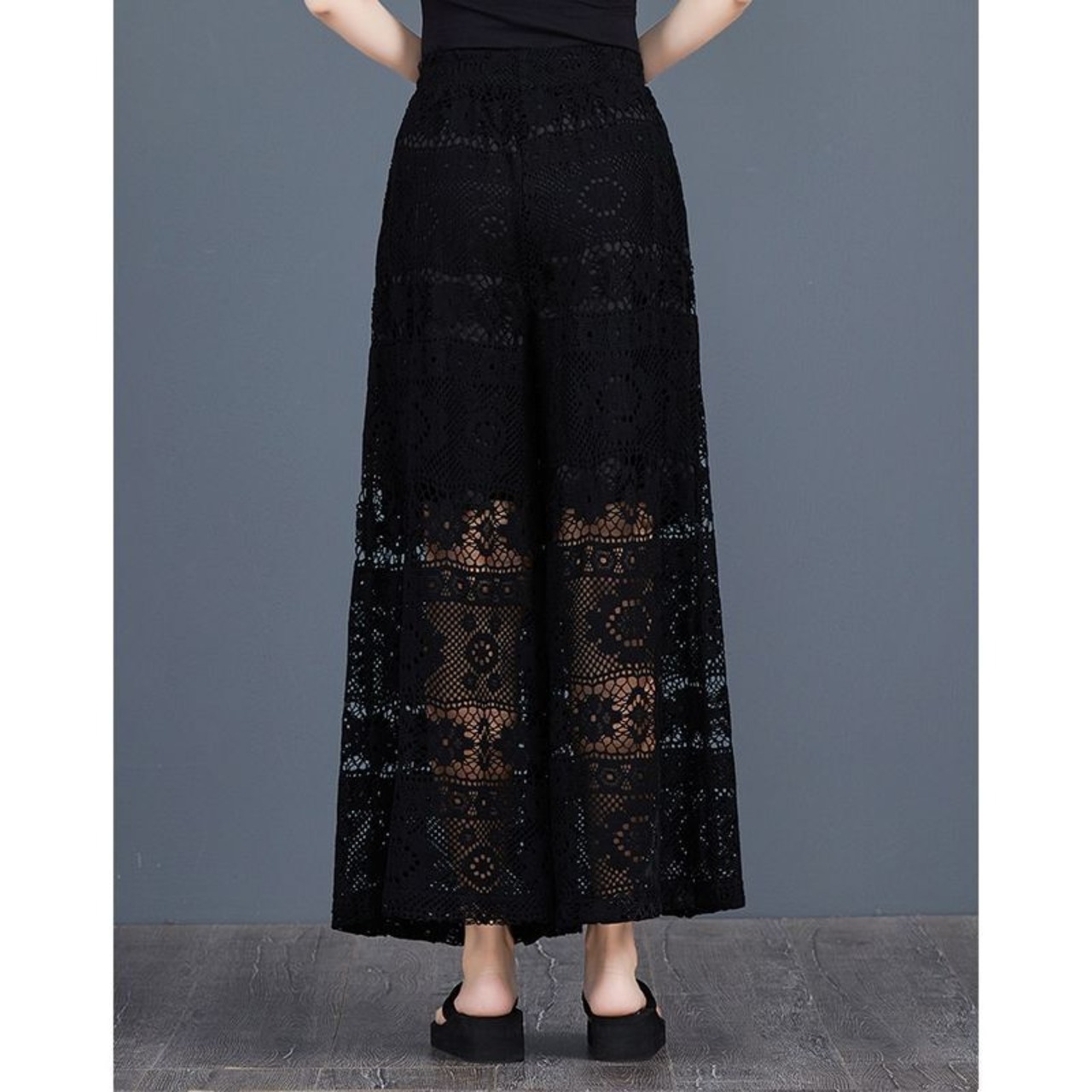 レース装飾 ワイドパンツ  30087