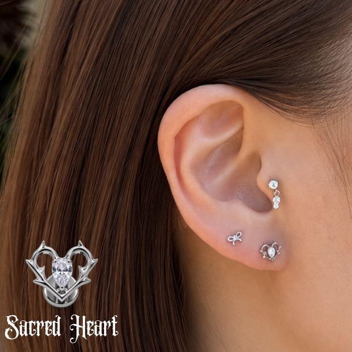金属アレルギー対応 18G 16G 14G 2カラー Sacred Heart ハートピアス