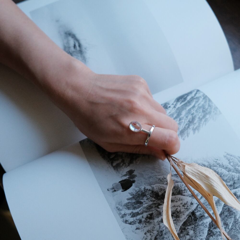 ローズクォーツ シルバー リング＆ピアスセット アンティーク 淡いピンク