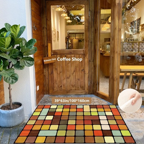 マット 絨毯 カーペット オシャレ レトロスタイル カラフルなグリッドパターン 暖色系模擬カシミヤ長方形カーペット+リビングルーム ベッドルーム 滑り止め 耐久性 お手入れ簡単 柔らかい装飾用カーペット ショップ 寝室 リビング