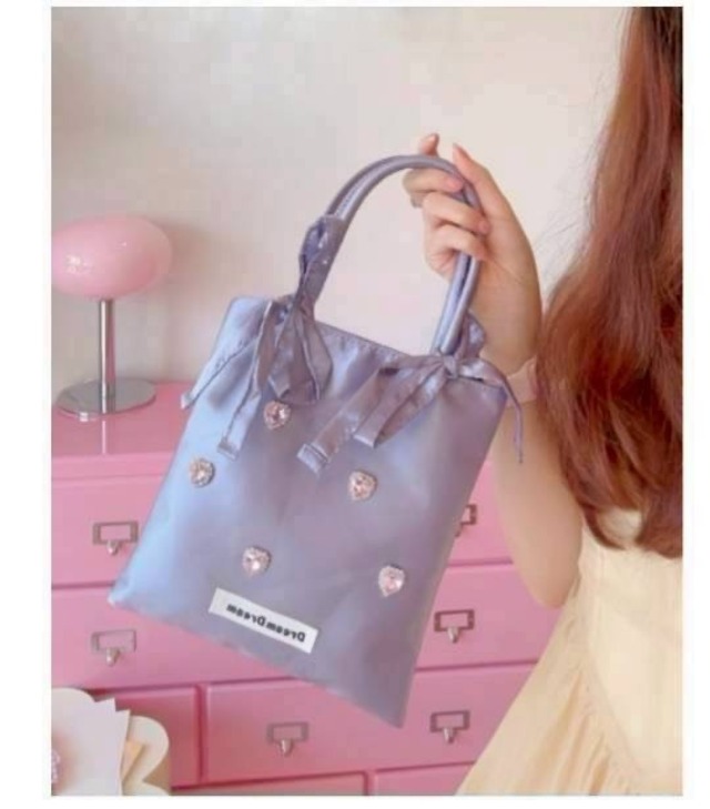 【海外ハンドメイド♡】きらめきりぼんのミニトートバッグ
