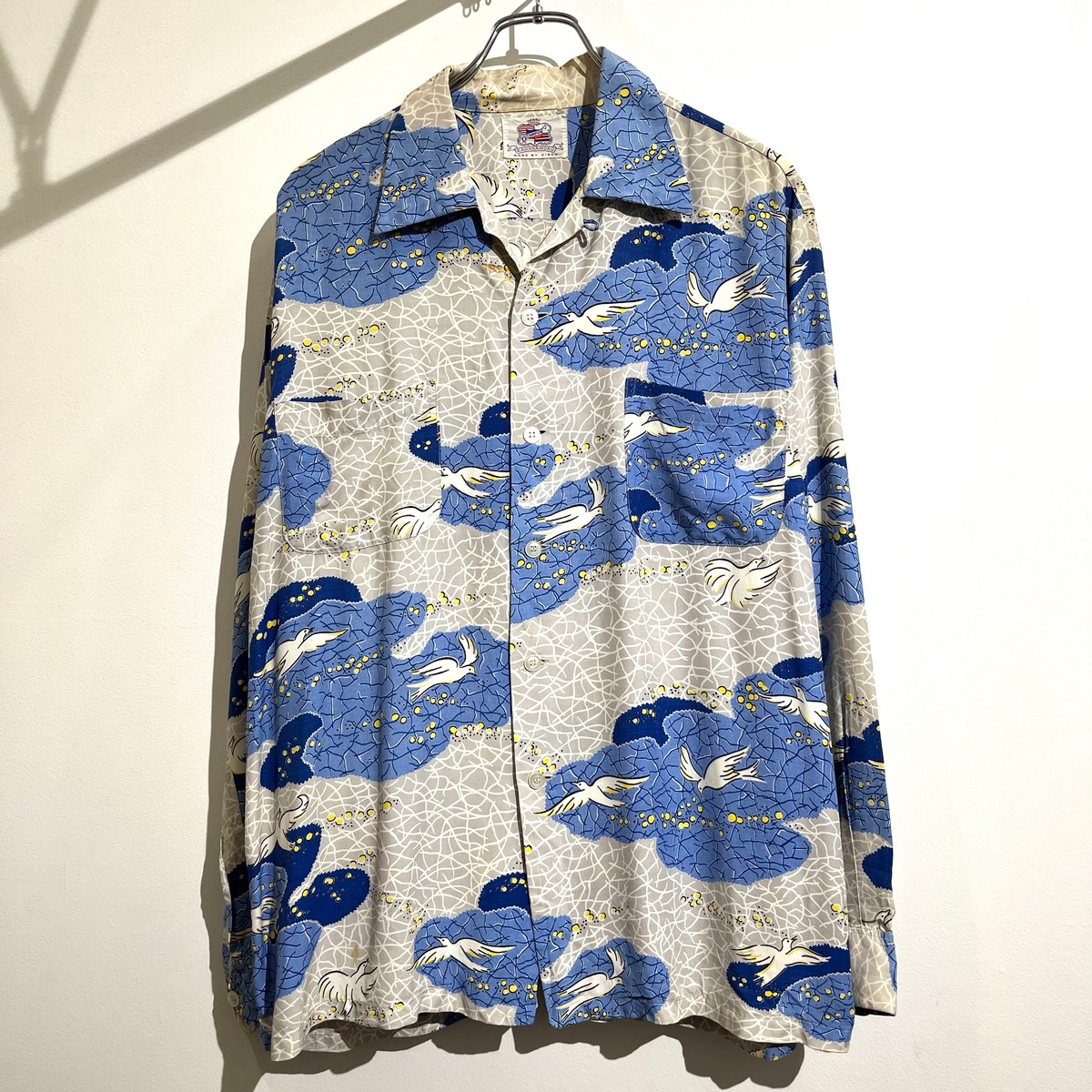 50s Duke Kahanamoku L/S Rayon Hawaiian Shirt 50年代 デューク 