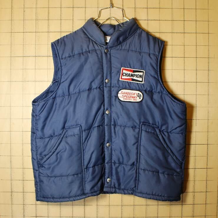 80s ビンテージ　Champion Plug 中綿 レーシングベスト S