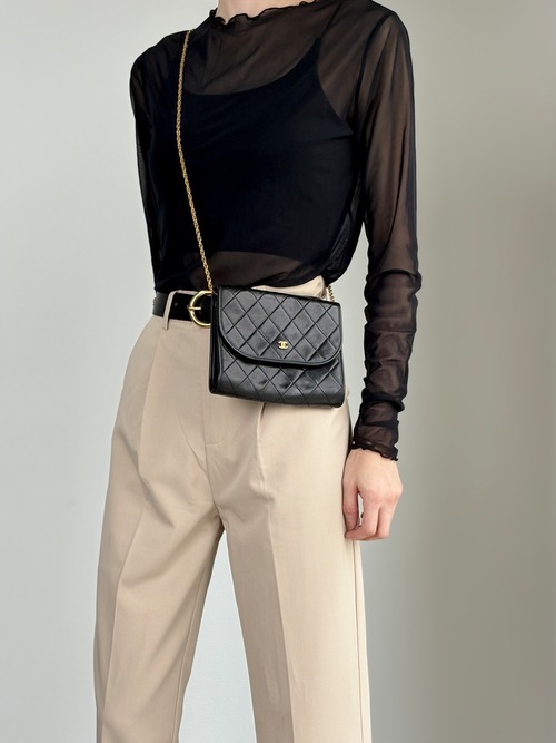 CHANEL シャネル ショルダーバッグ ブラック マトラッセ ココマーク ラムスキン ミニバッグ チェーン vintage ヴィンテージ オールド i2yavv
