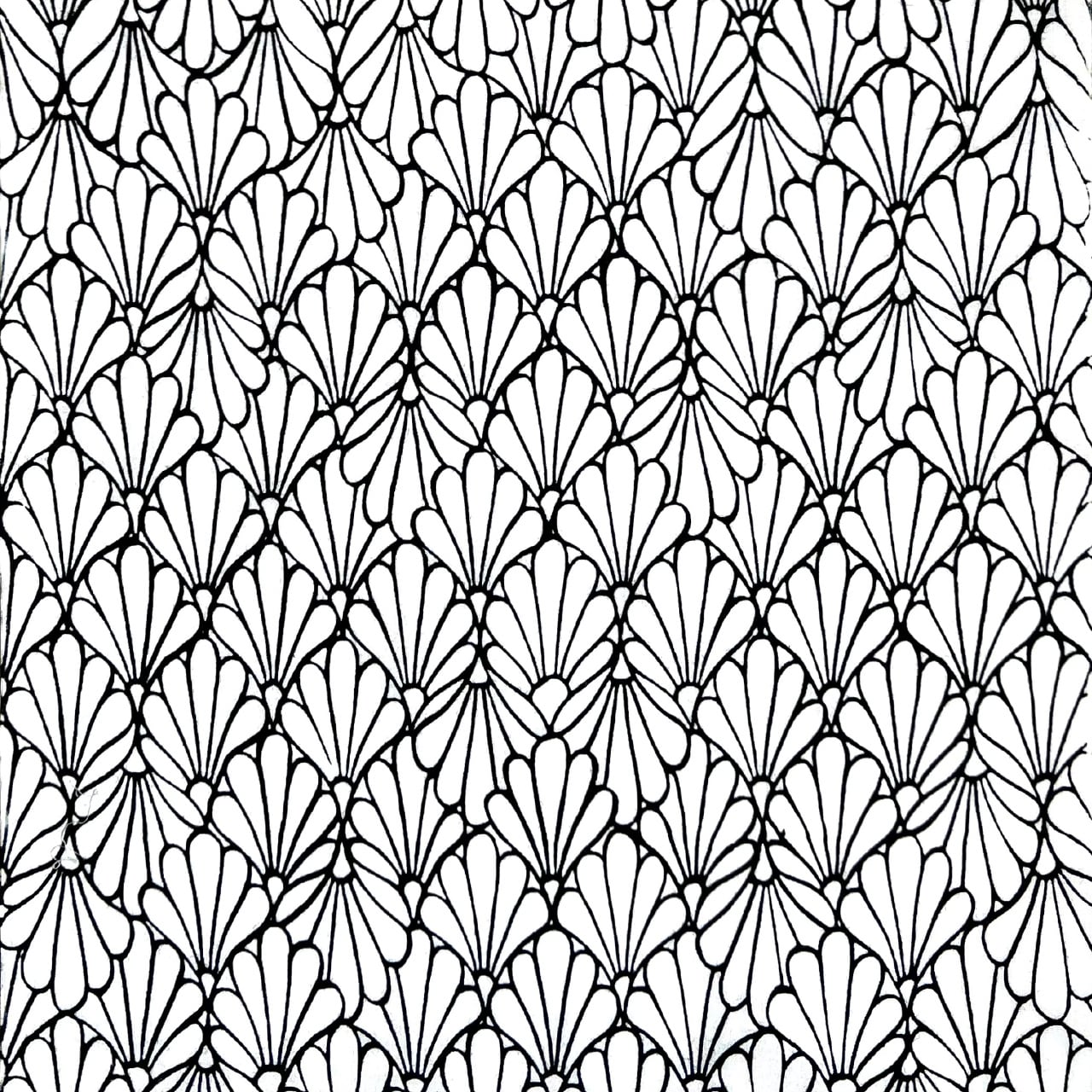 菊青海波手拭い 白×黒