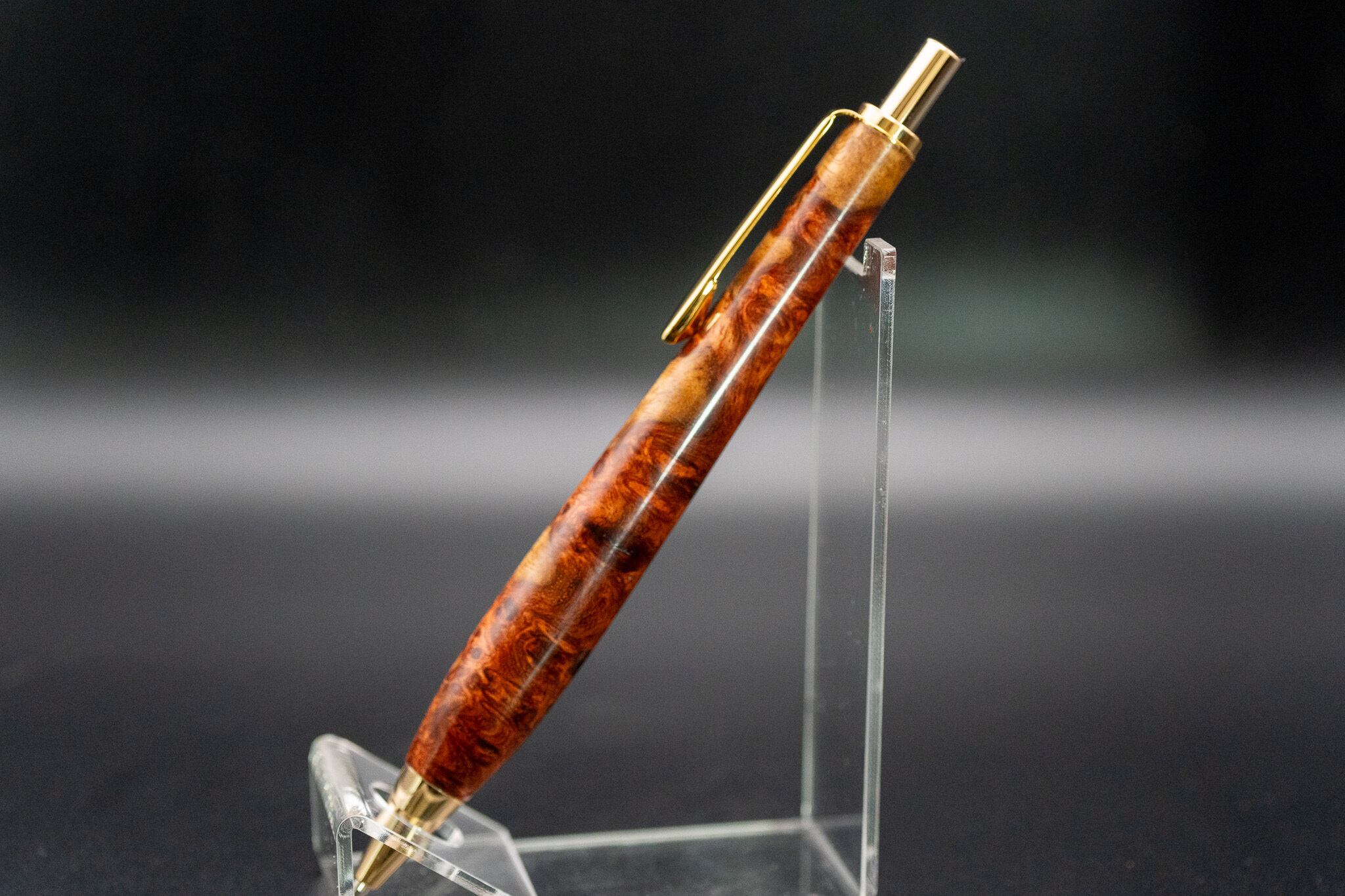 朱色の銘木】 本花梨 瘤杢 紅白 特上 gold MP | 木軸ペン工房 金杢犀