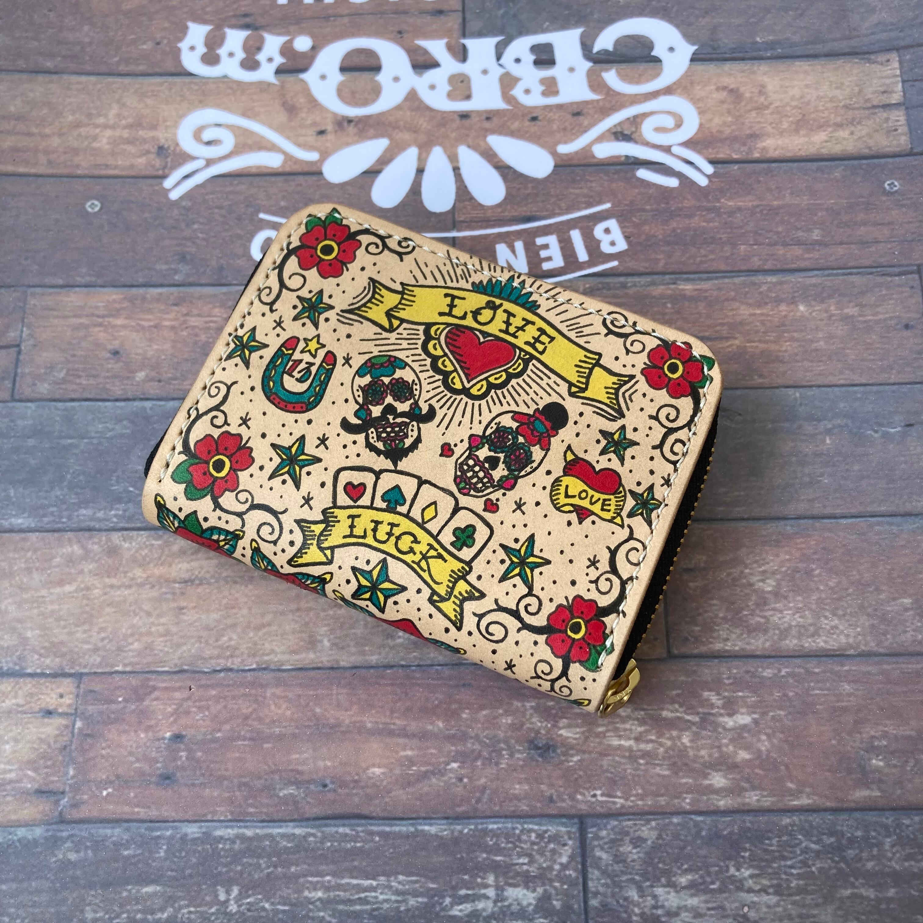 受注生産】《タトゥー × レザー》ユニセックス ミドルウォレット