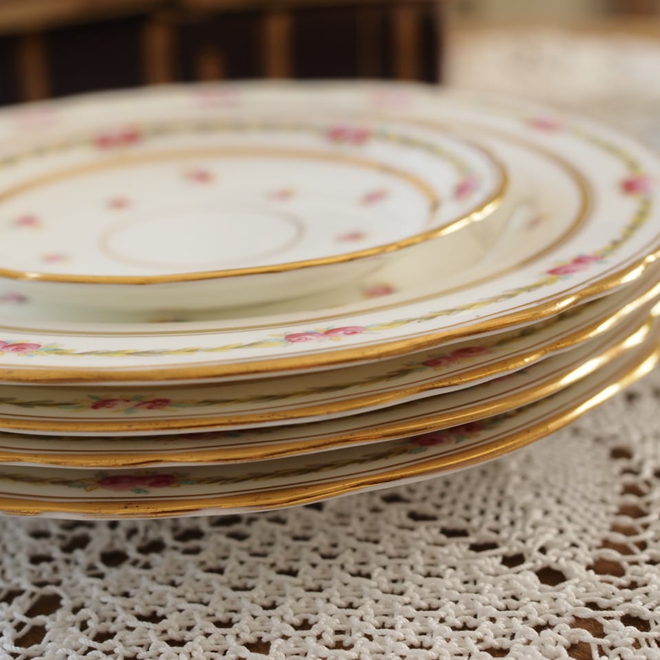 英国Cauldon × 米Burley＆co】 コウルドン プレート4枚 おまけ小皿