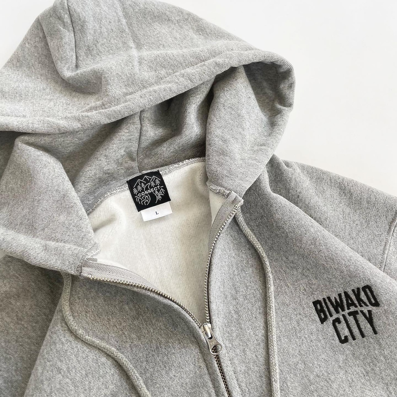 BIWAKO CITY / EMBROIDERY LOGO SWEAT ZIP HOODIE