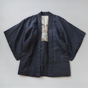 羽織 メンズ 着物 | 深紺 | 山水画・落款入り羽裏 | ジャパンヴィンテージ