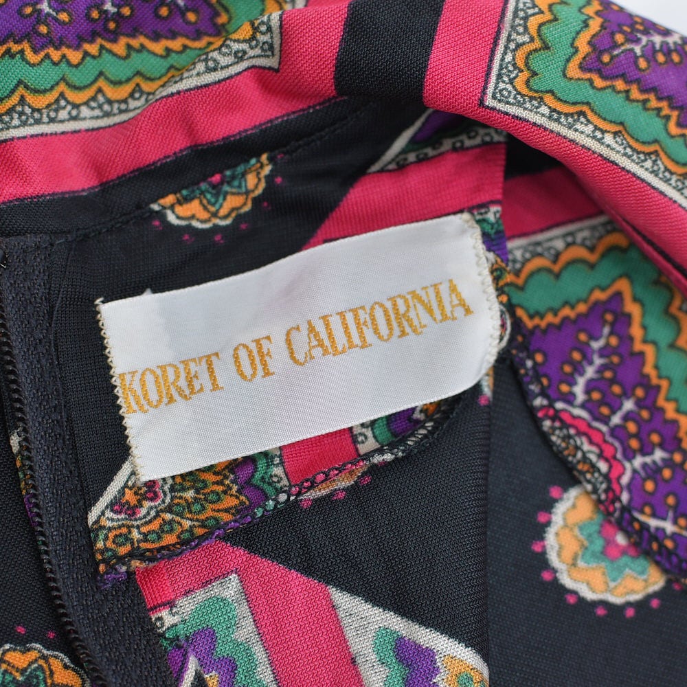 60s KORET OF CALIFORNIA アンティーク調 総柄 デザイン ポリエステル