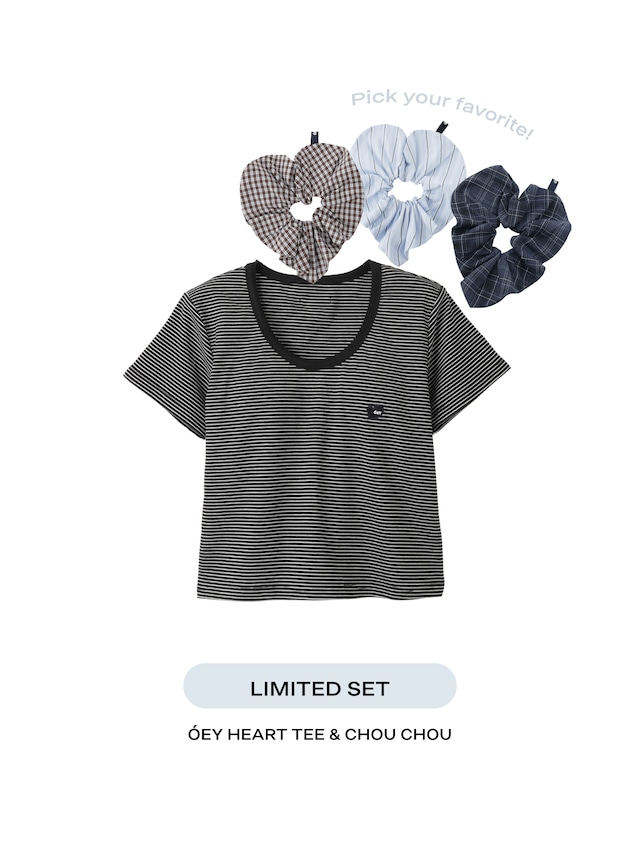 ÓEY HEART TEE & CHOU CHOU - BORDER