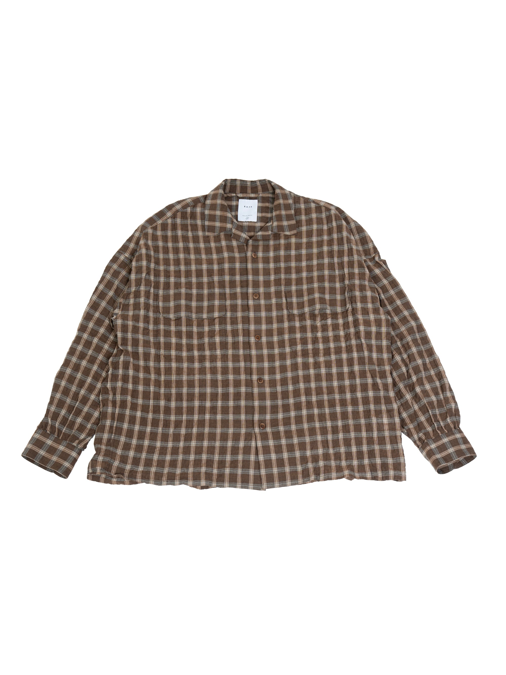 トップス KAJA ORGANICCOTTON CHECKOPENCOLLAR SHIRT KAJA ORGANIC COTTON CHECK OPEN COLLAR SHIRT | KAJA