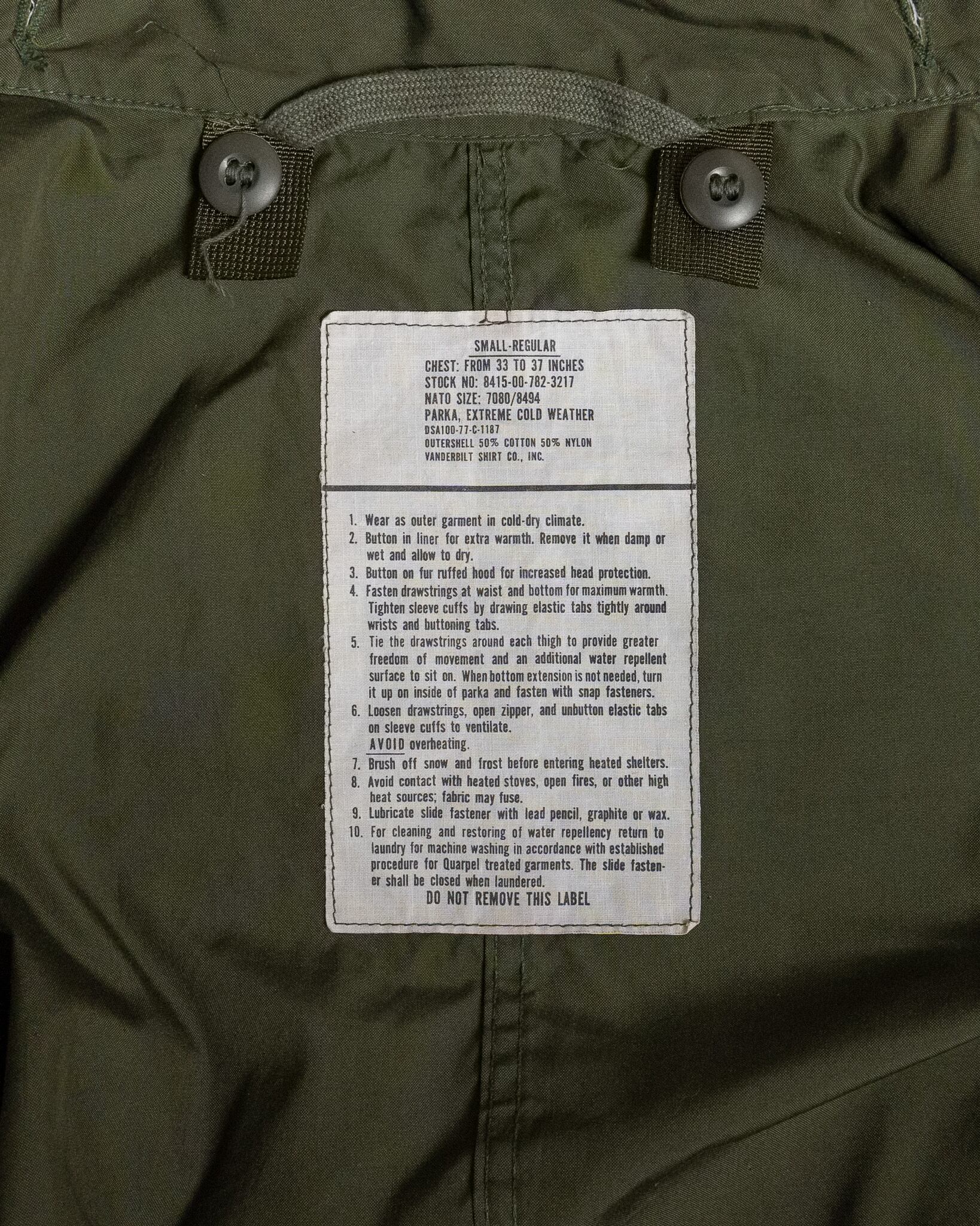 SMALL】 U.S.Army M-65 Field Parka Full Set アメリカ軍 M65