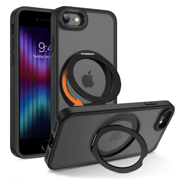 Casesmo iPhone SE3/SE2/SE/8/7 ケース リング Magsafe対応 アイフォンSE 第3/2世代 iPhone 8カバースタンド機能 縦横両対応 スマホケース se リング付きいphone8/7/SE/SE2/SE3 ケース360°回転可能な Magsafeリングスタンド ホルダー 一体型