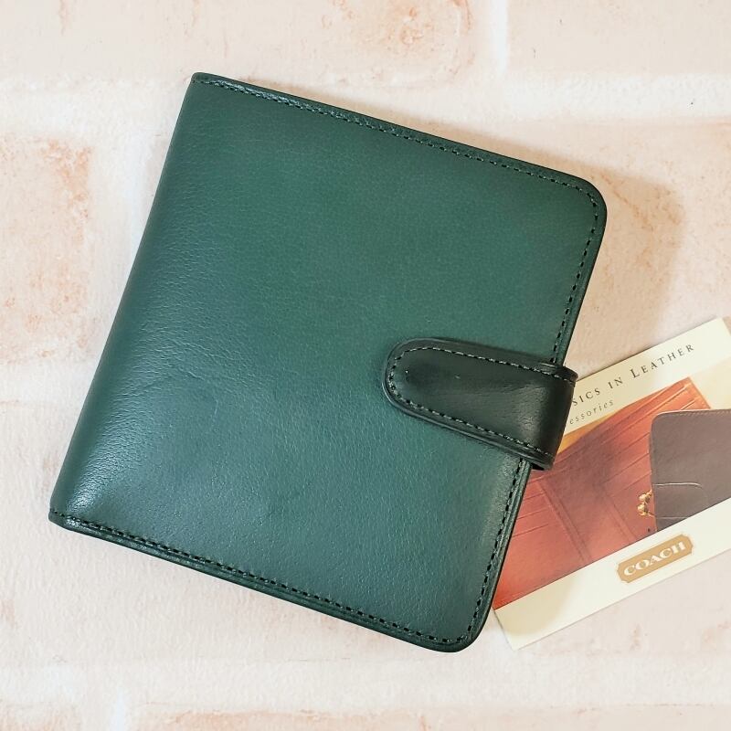 超美品 オールドコーチ ☆ レザー がま口 折財布 グリーン 超美品 オールドコーチ ☆ レザー がま口 折財布 グリーン