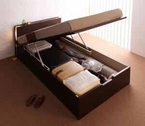 収納付きベッド シングルベッド セミダブルベッド 収納 収納付き 収納ベッド 大容量 収納ボックス 布団 敷き布団 薄型プレミアムボンネルコイルマットレス付き 縦開き シングル 深さラージ 組立設置付