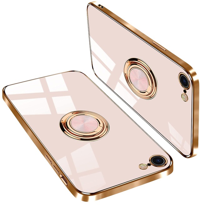 iPhone SE3 用 ケース 第 3 世代 2022、SE2 用 ケース 第 2 世代 2020、iPhone 7 用、iPhone 8 用、リング付き TPU スマホケース、薄型軽量傷つけ防止、ライトピンク