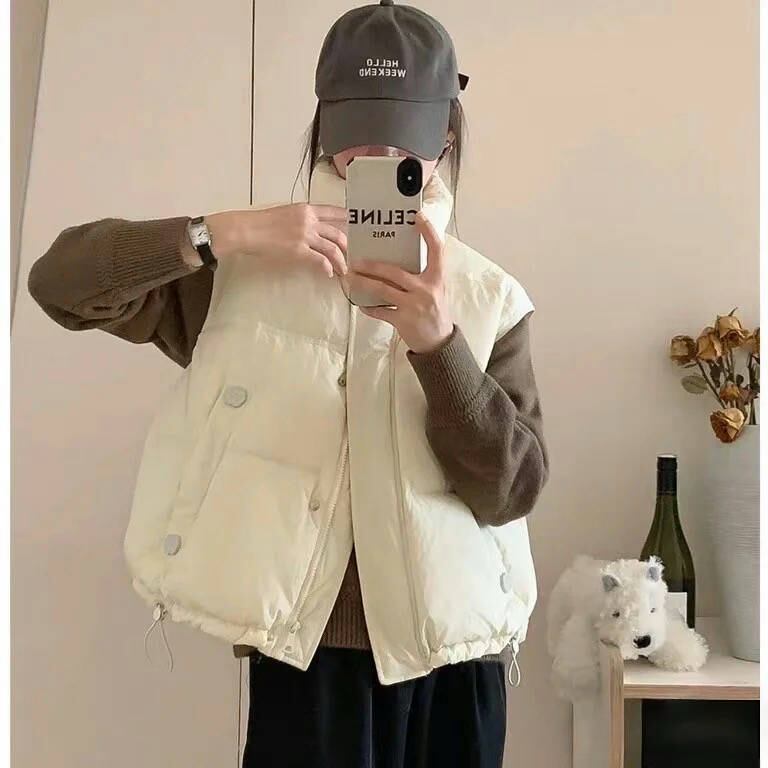 ホワイトダック　半袖ダウン ホワイトダック 半袖ダウン ボタンデザインホワイトダックダウンベスト