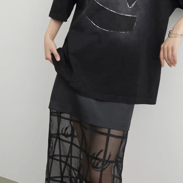 Grid sheer layered skirt C1223