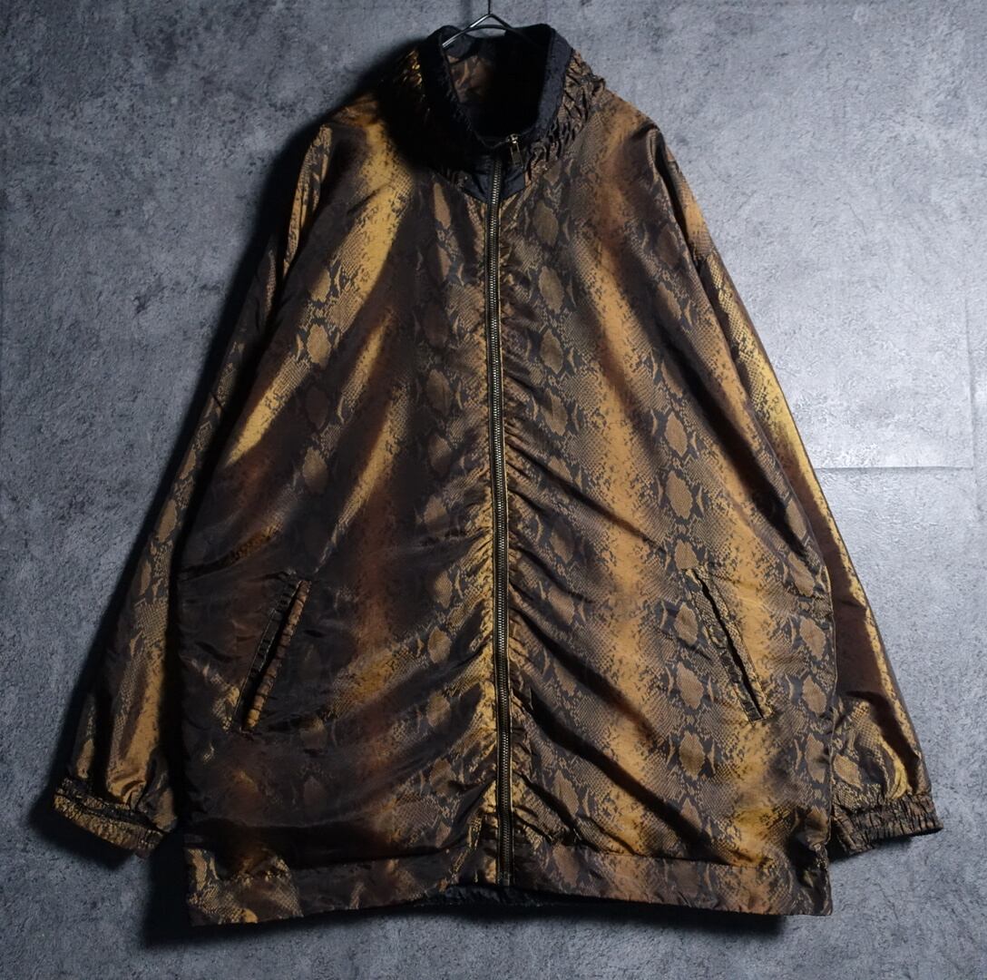 “LAVON” Python Pattern Design Nylon Jacket