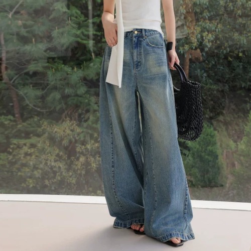 ダメージデニムワイドレッグパンツ ・22520